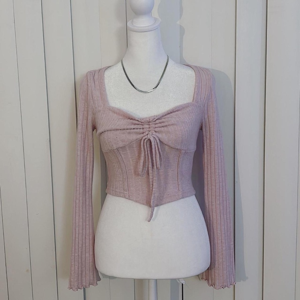 Pink SHEIN long sleeve corset top